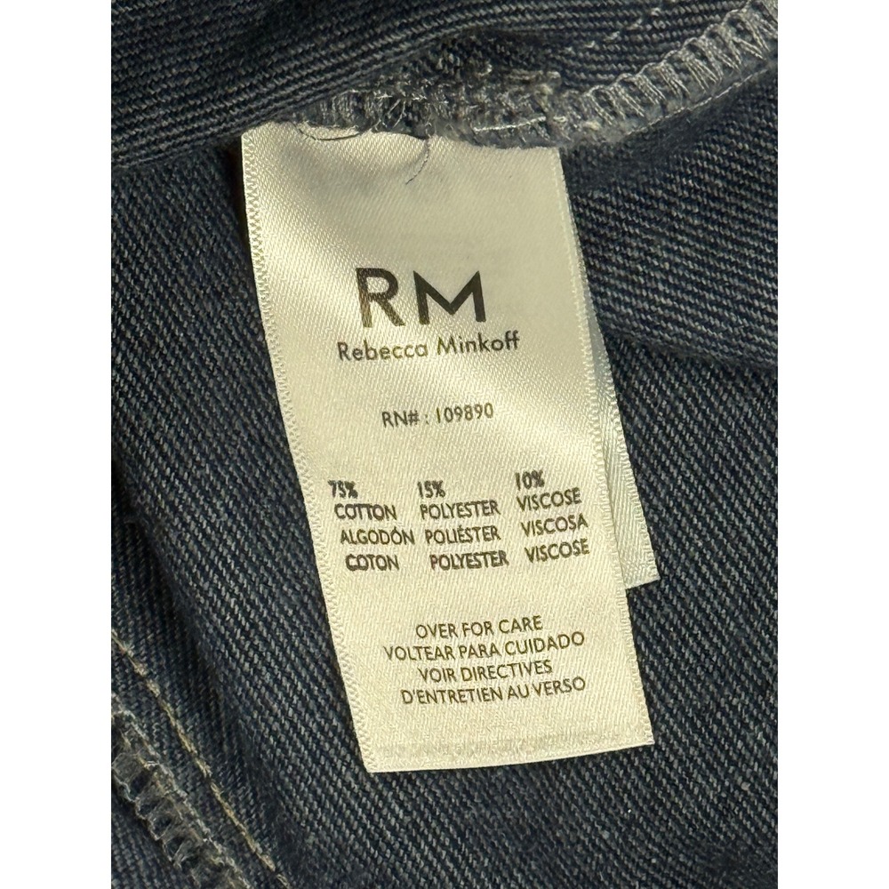 Rebecca Minkoff Womens Denim Jacket XL Dark Wash Rhinestone Cuffs RMD5002 NEW - Picture 7 of 12